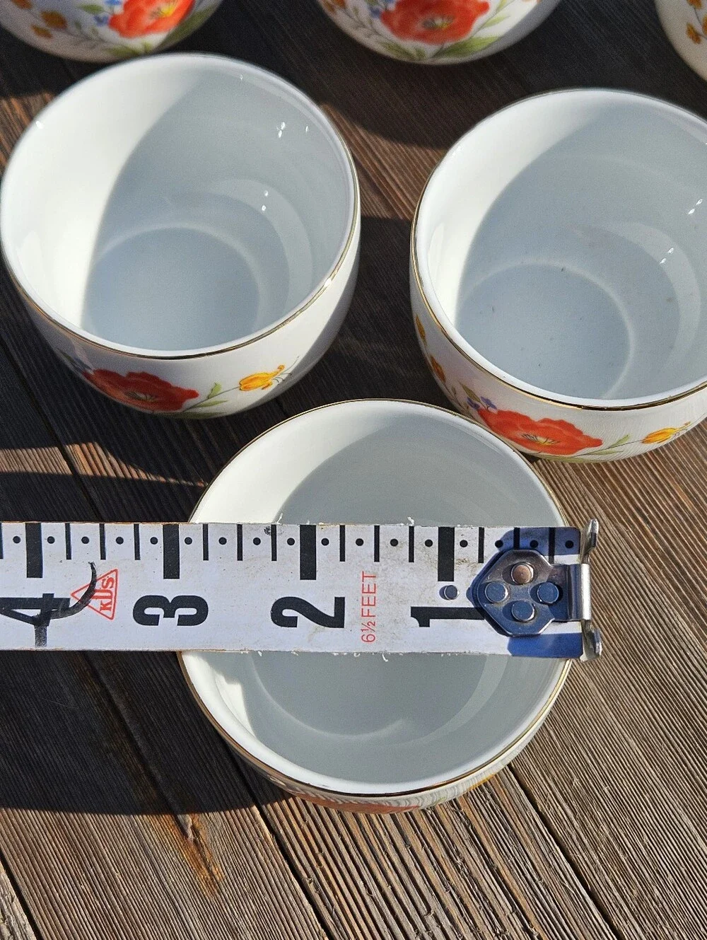 Set of 6 Vintage Fine Porcelain Floral Teacups - Made in Taiwan Vintage,